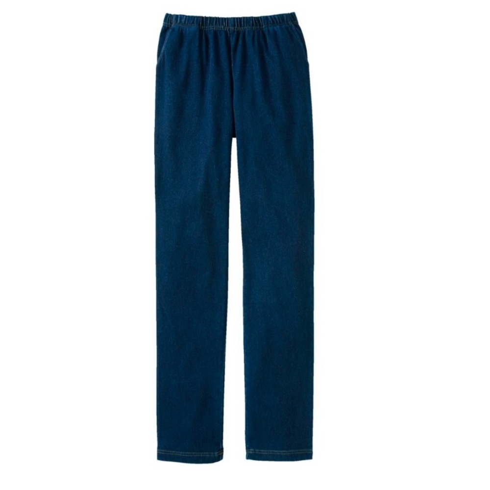 LL Bean Denim Blue Elasticized Waistband Size Med Regular Length